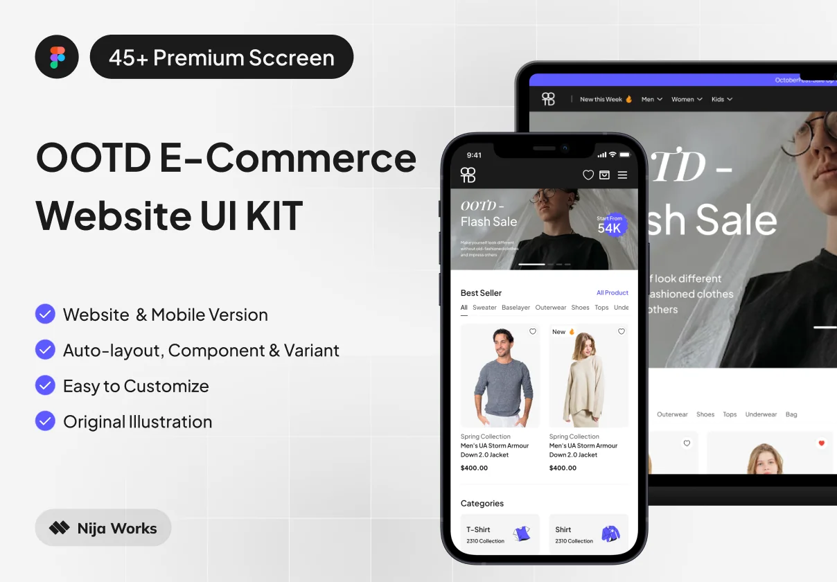 OOTD E-Commerce - E-Commerce Website UI Design KIT