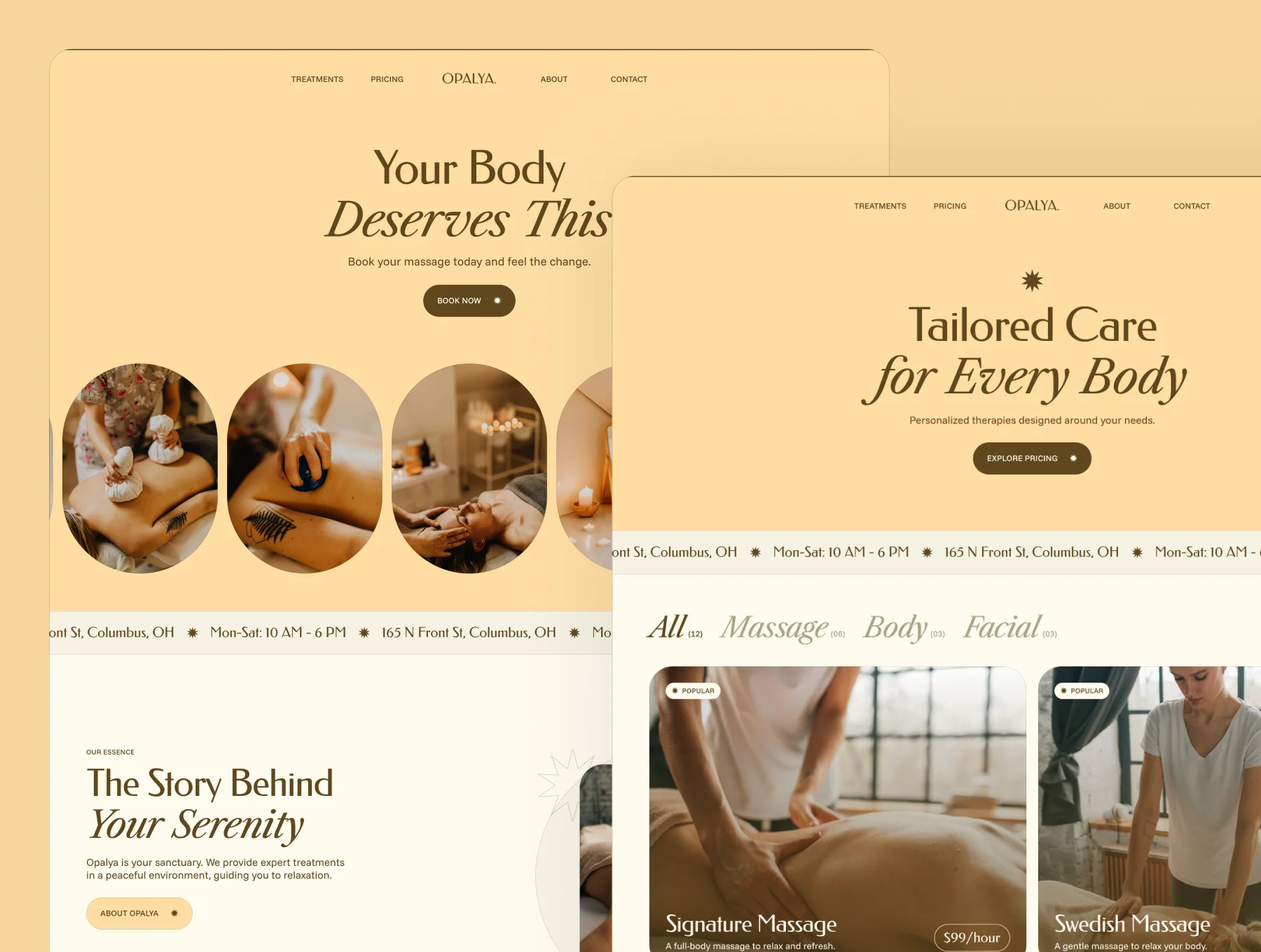 Opalya – Massage Salon Website 2