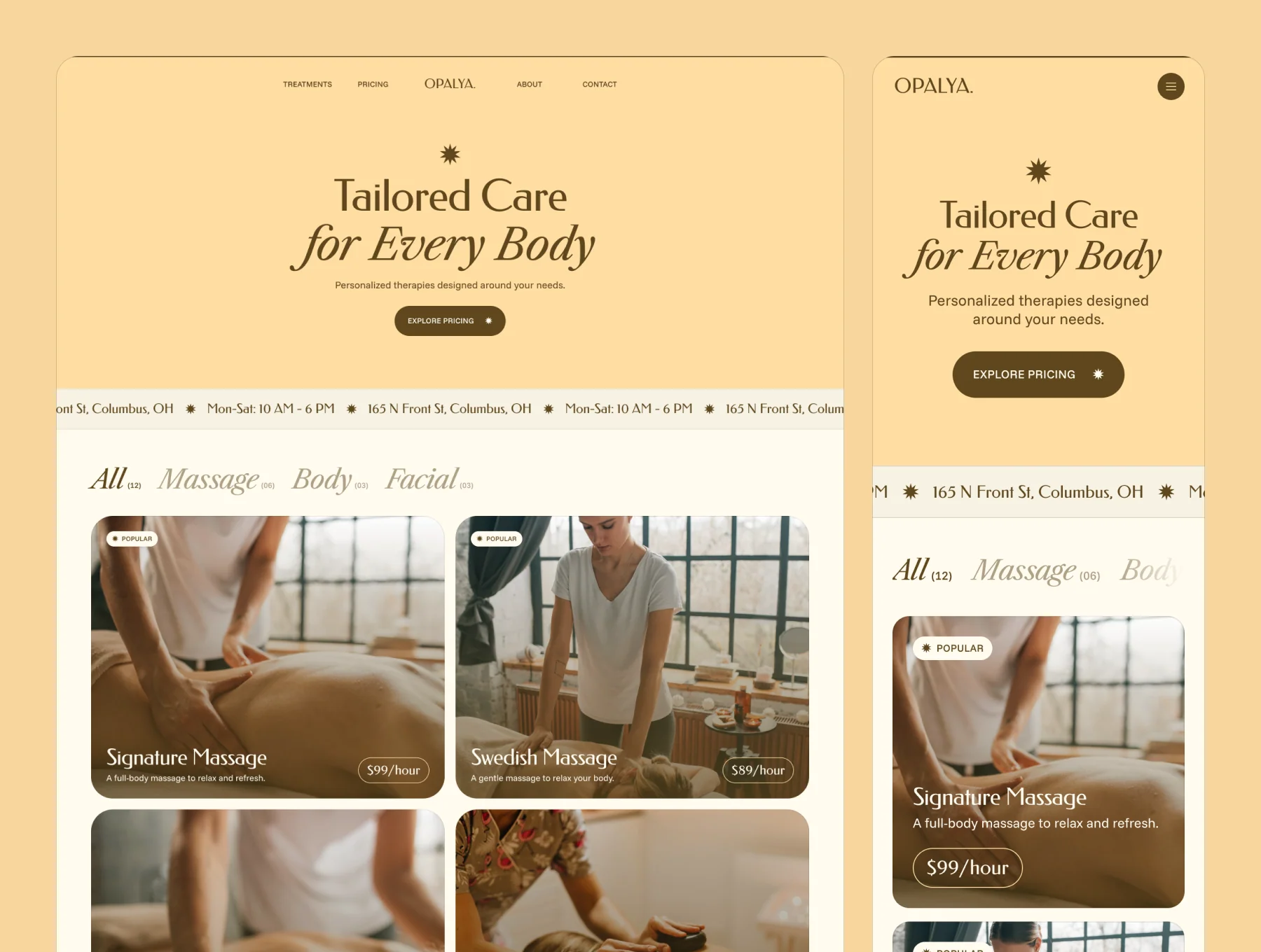Opalya – Massage Salon Website 4