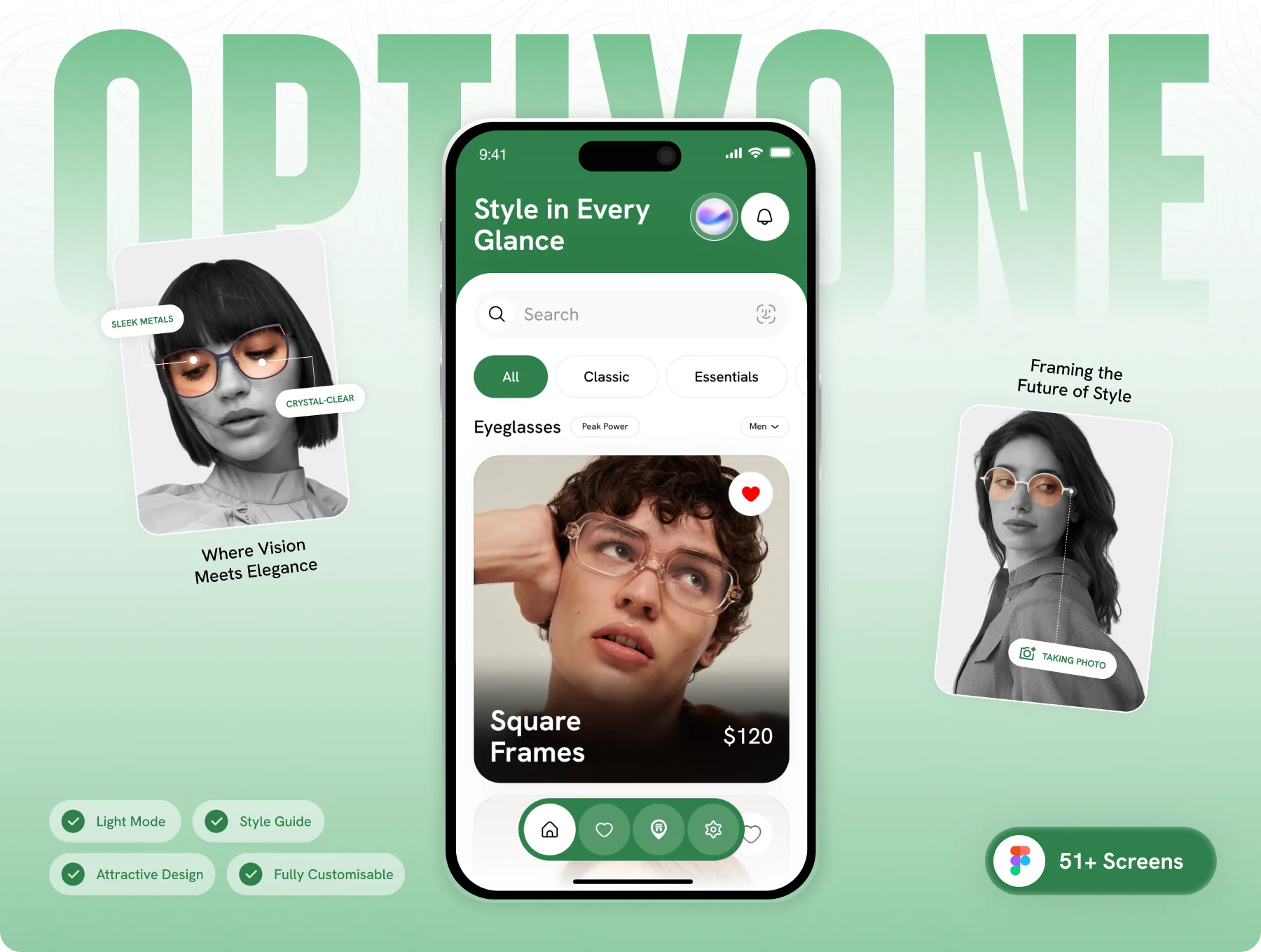OptixOne – Figma Eyewear App UI Kit | Mobile Ecommerce Glasses Store Template