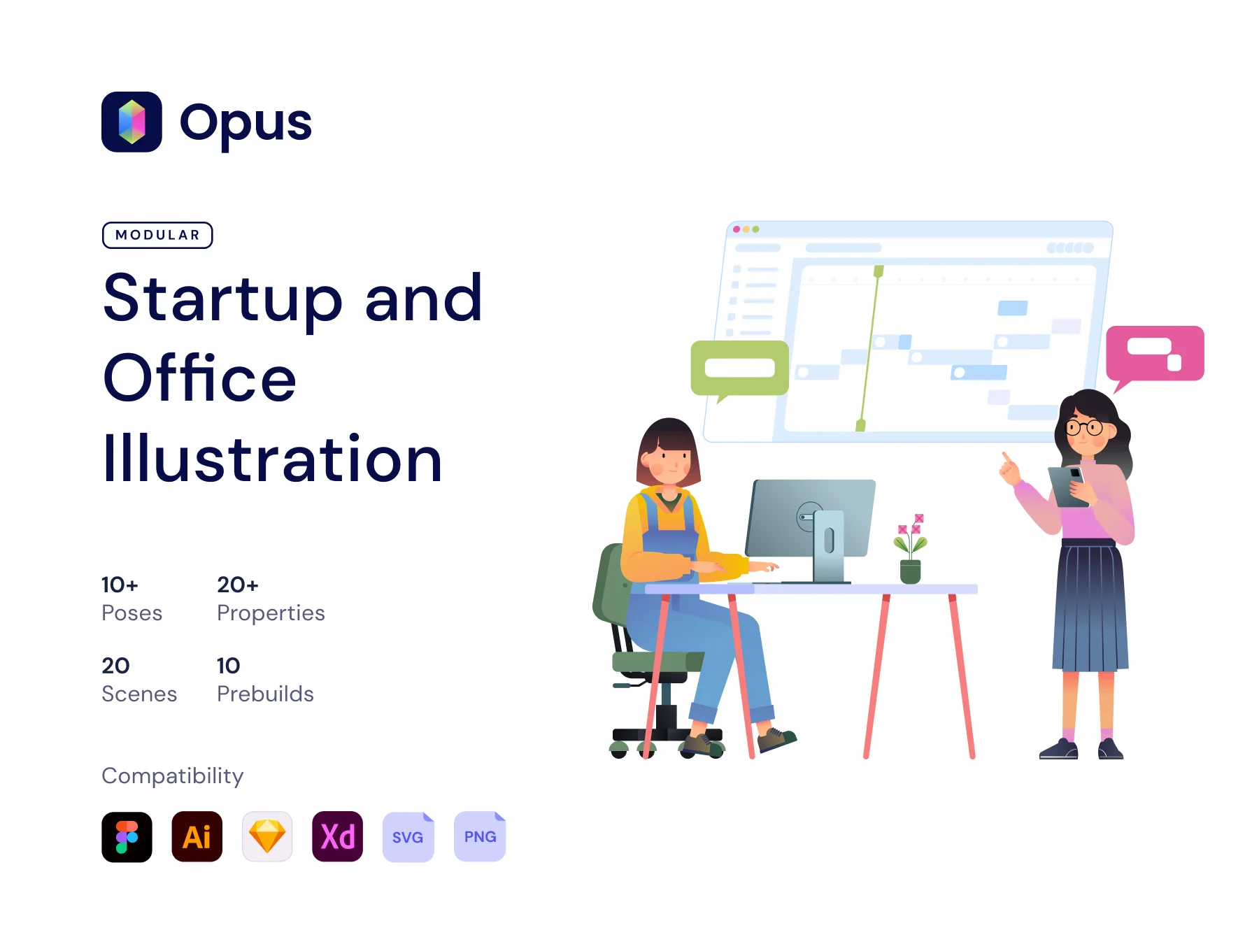 Opus startup and office illustration