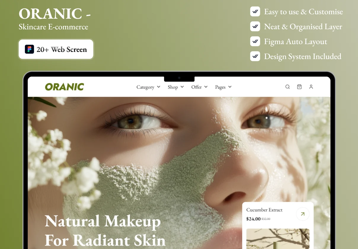 Oranic – Skincare eCommerce UI Kit & Theme for Beauty Brands