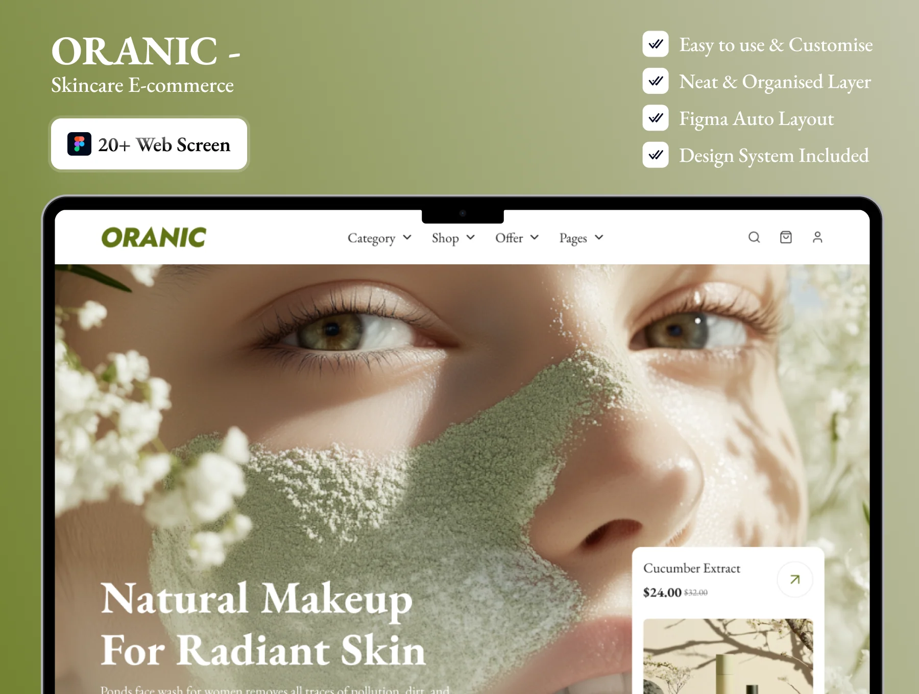 Oranic – Skincare eCommerce UI Kit & Theme for Beauty Brands