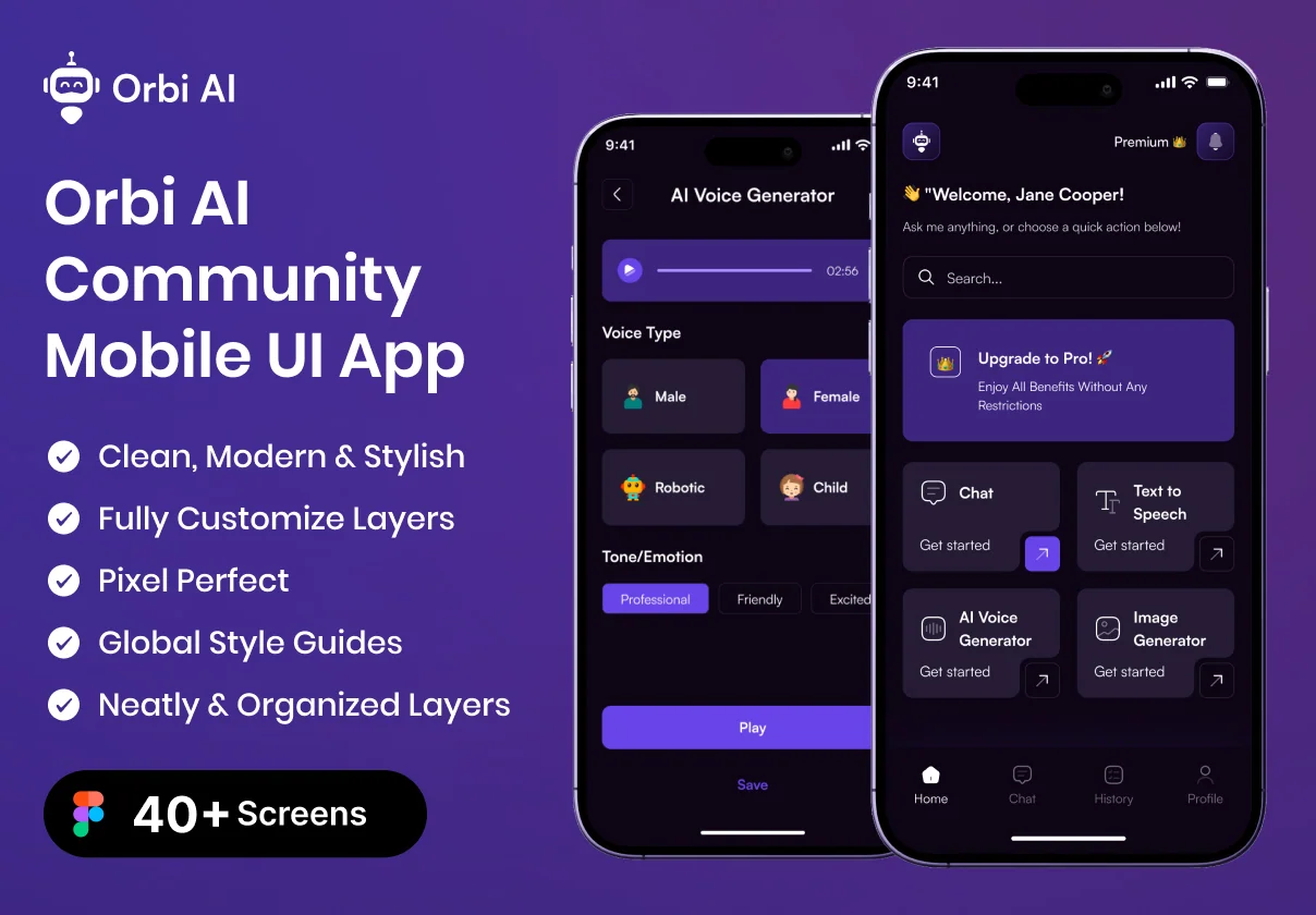 Orbi AI Community Mobile UI App