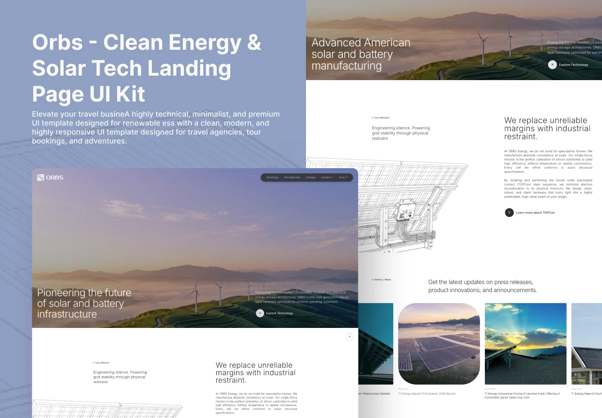 Orbs - Clean Energy & Solar Tech Landing Page UI Kit