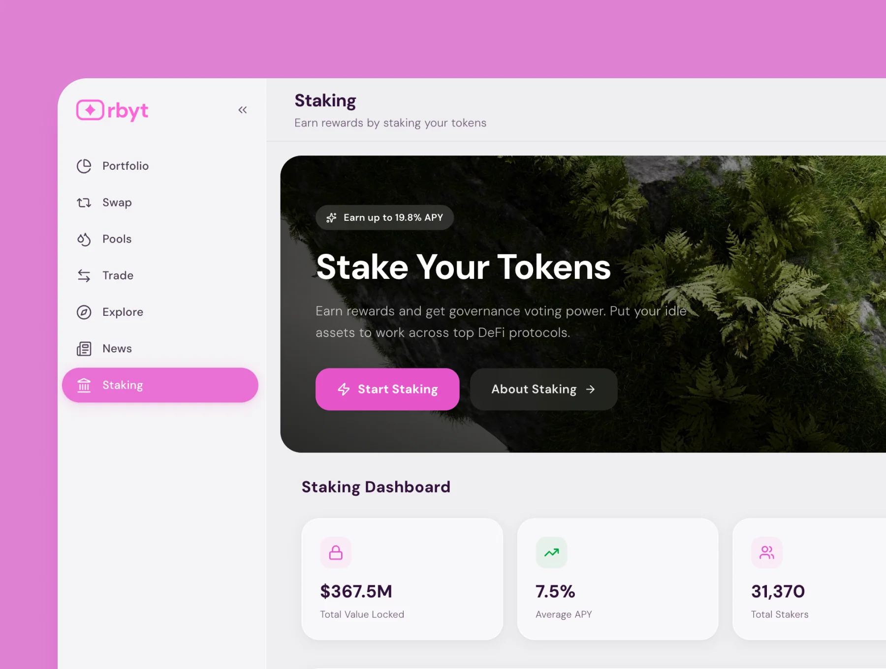 Orbyt - Staking crypto dashboard