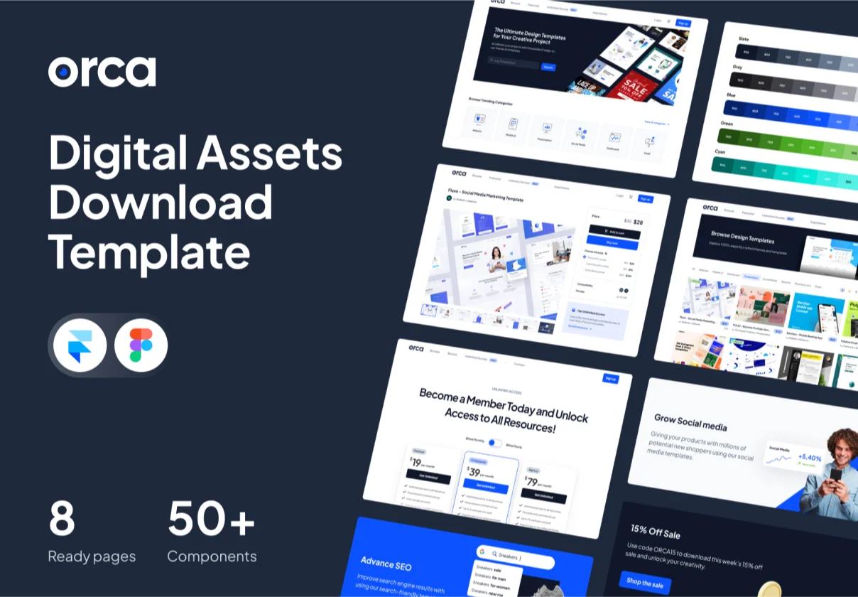Orca - Digital Downloads Framer Template