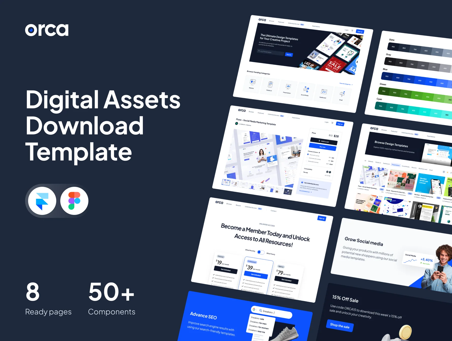 Orca - Digital Downloads Framer Template