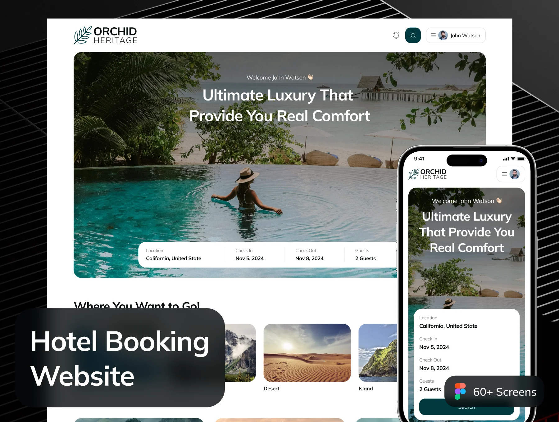 Orchid Heritage - Hotel Booking Website UI Kit