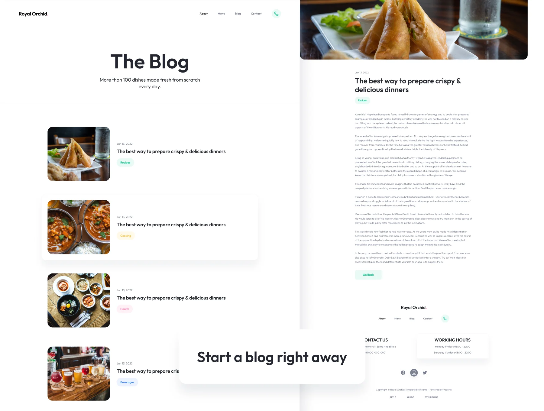 Orchid Restaurant Website Design 2