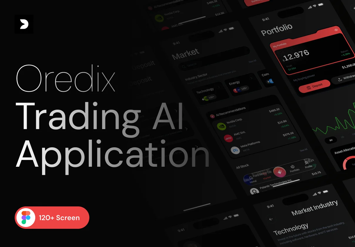 Oredix – Trading AI App UI Kit (120+ Screens, Light & Dark)