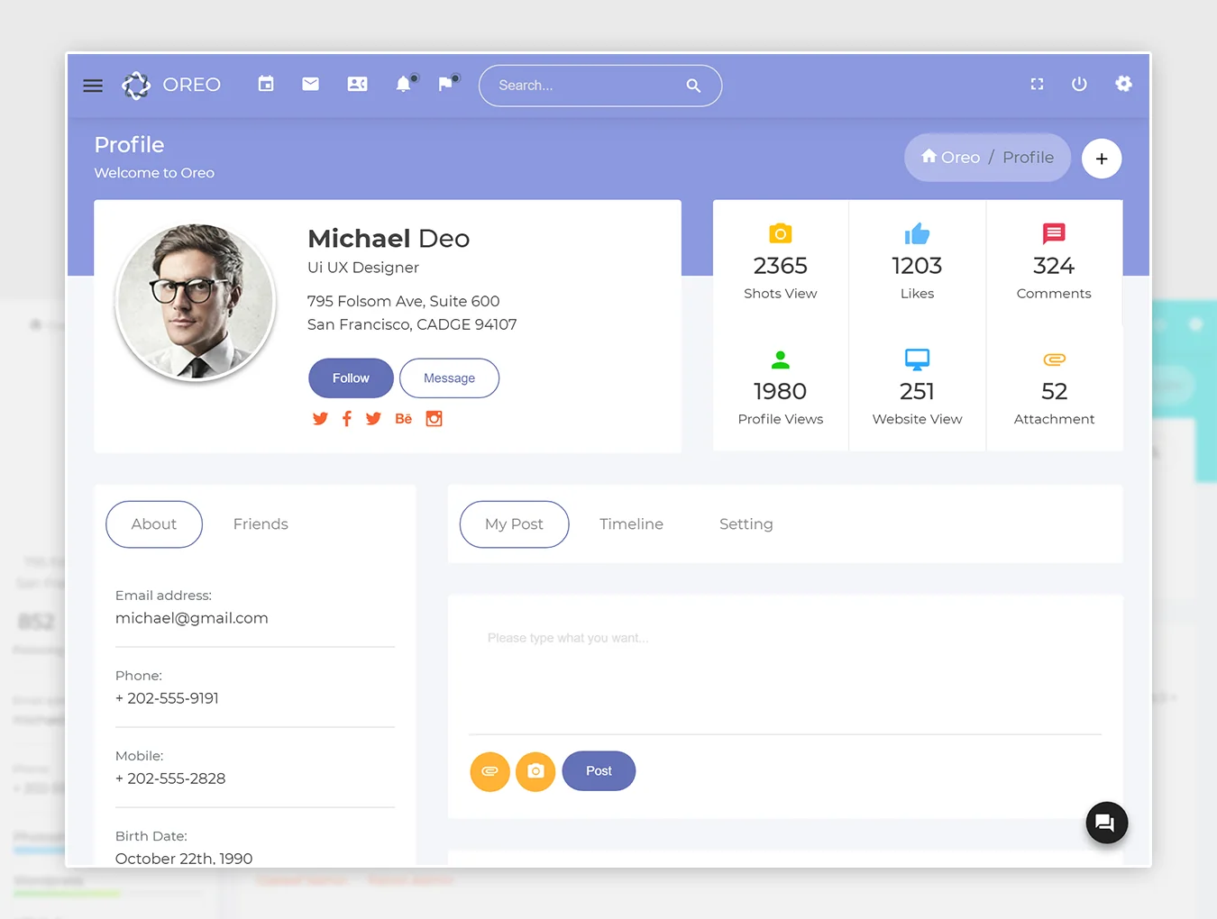 Oreo - HTML Admin Dashboard Template 5