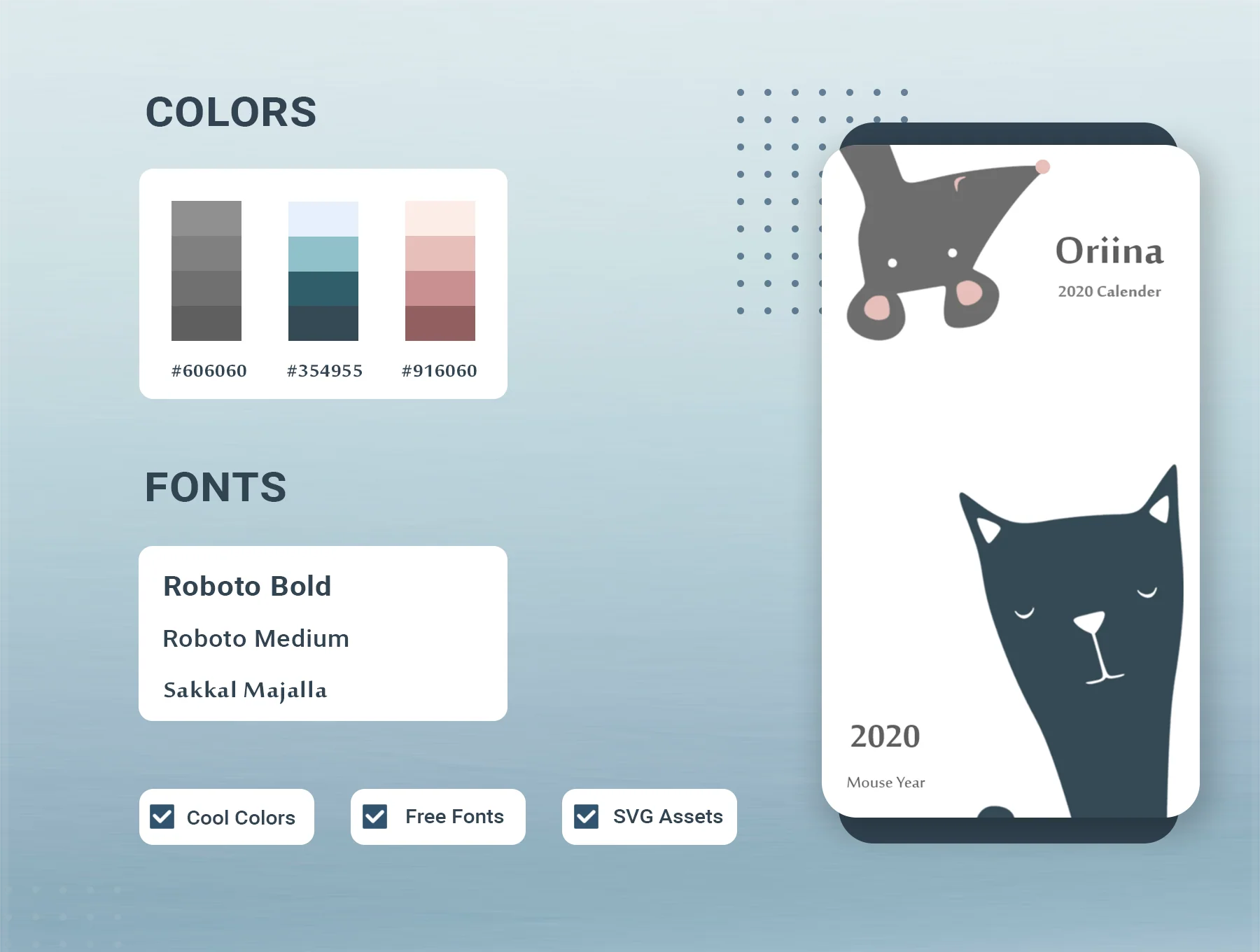 Oriina calender 2020 Ui kit