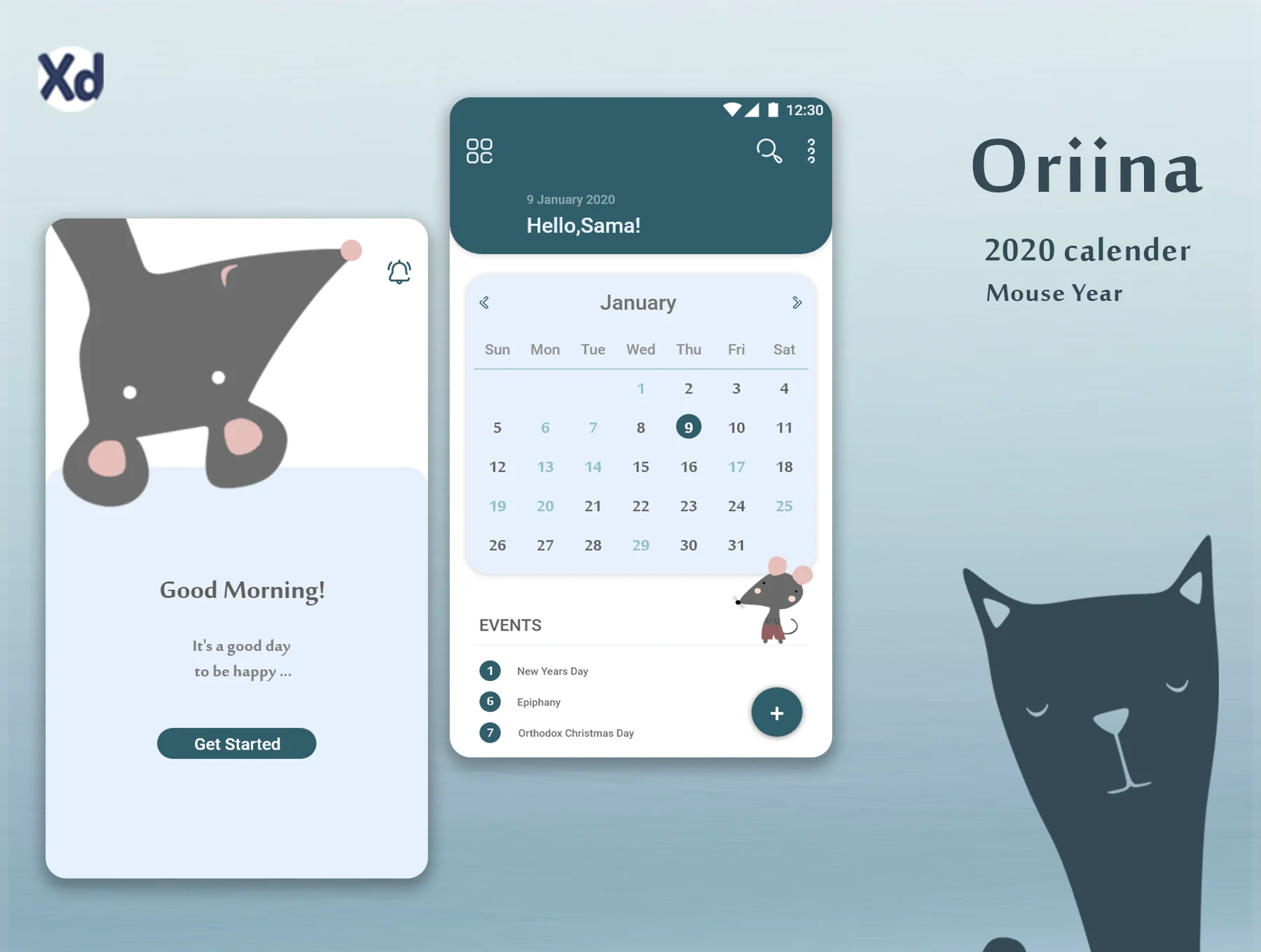 Oriina calender 2020 Ui kit 3