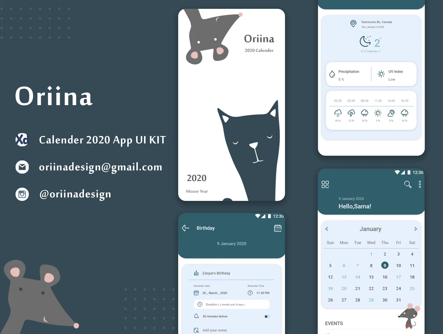 Oriina calender 2020 Ui kit 6