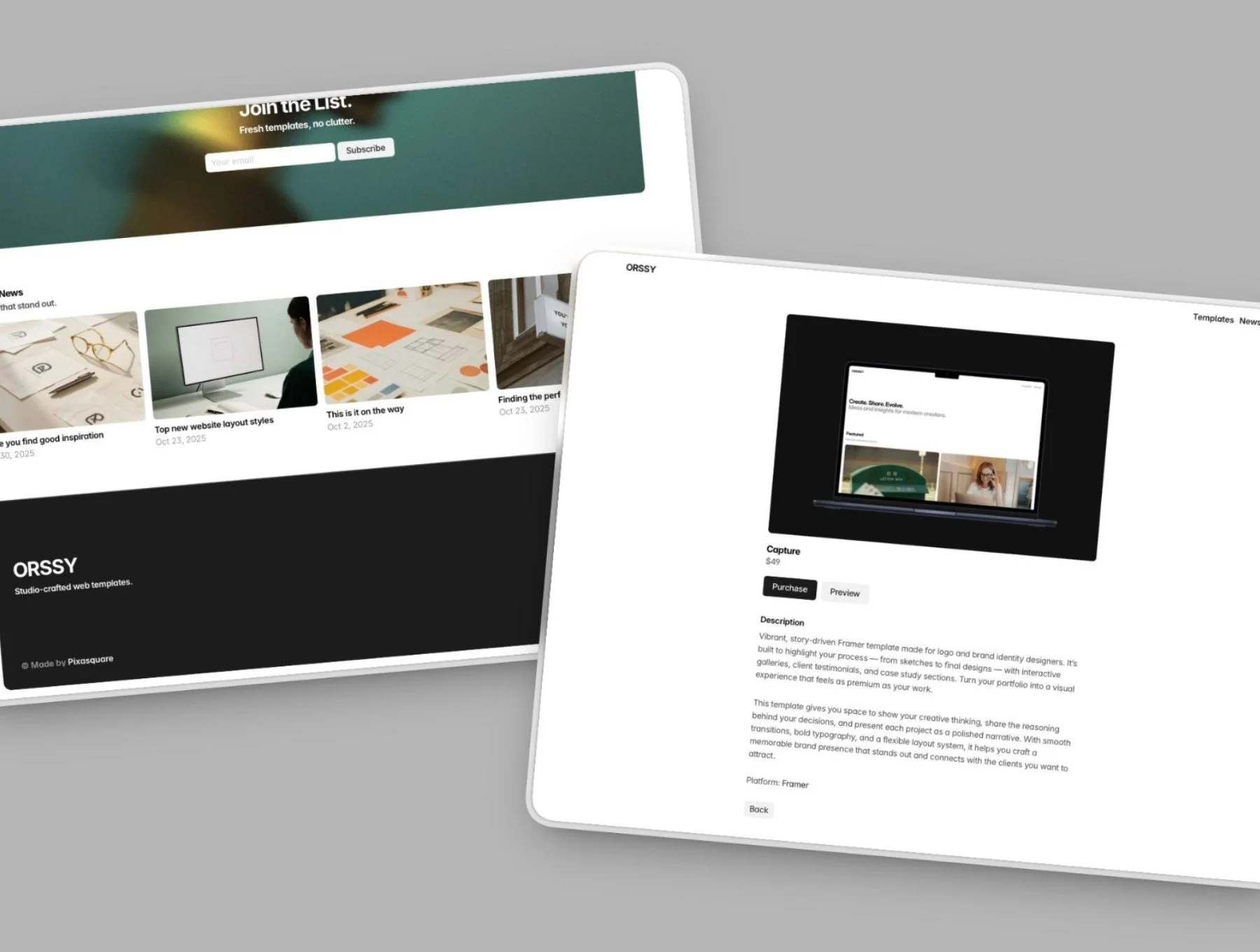 Orssy — Clean Portfolio Framer Template 4