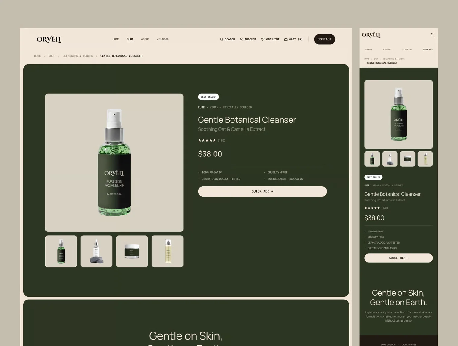 Orveli - Organic Skincare Framer Template 3