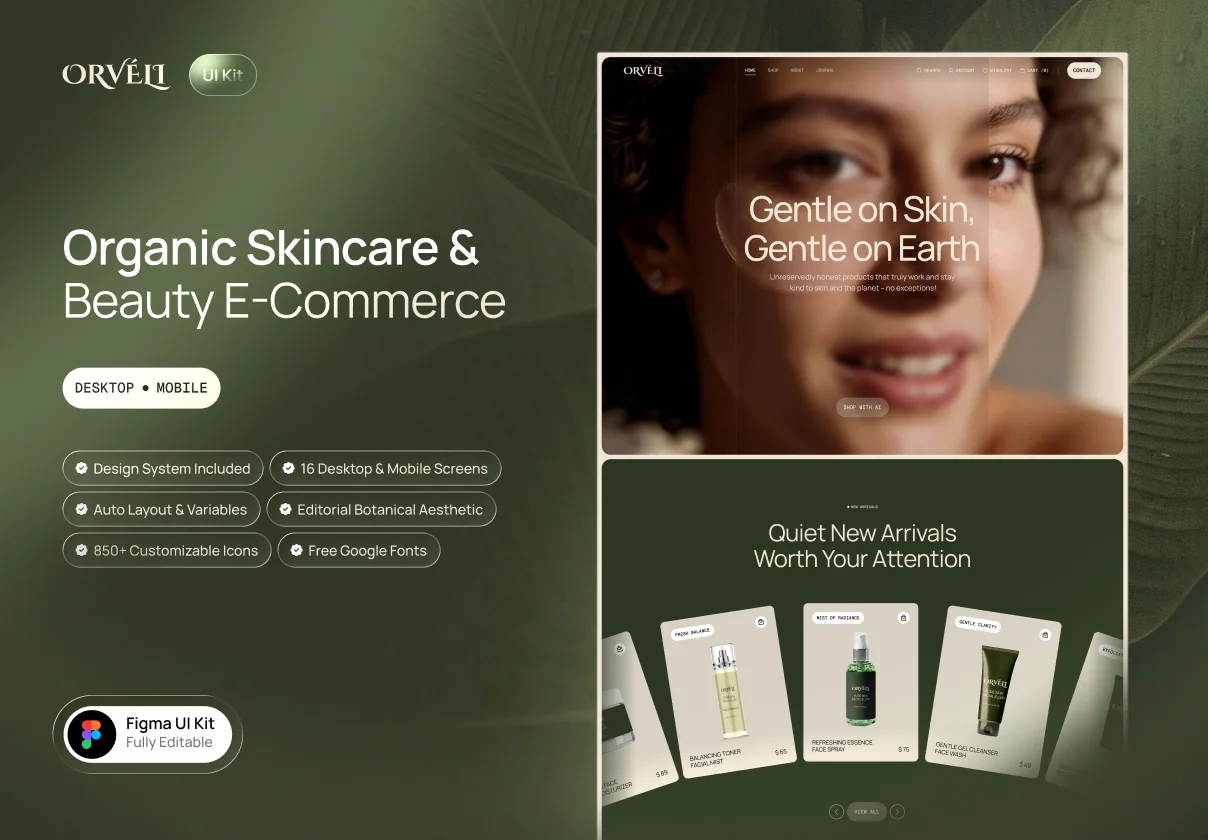 Orvéli – Organic Skincare E-Commerce UI Kit