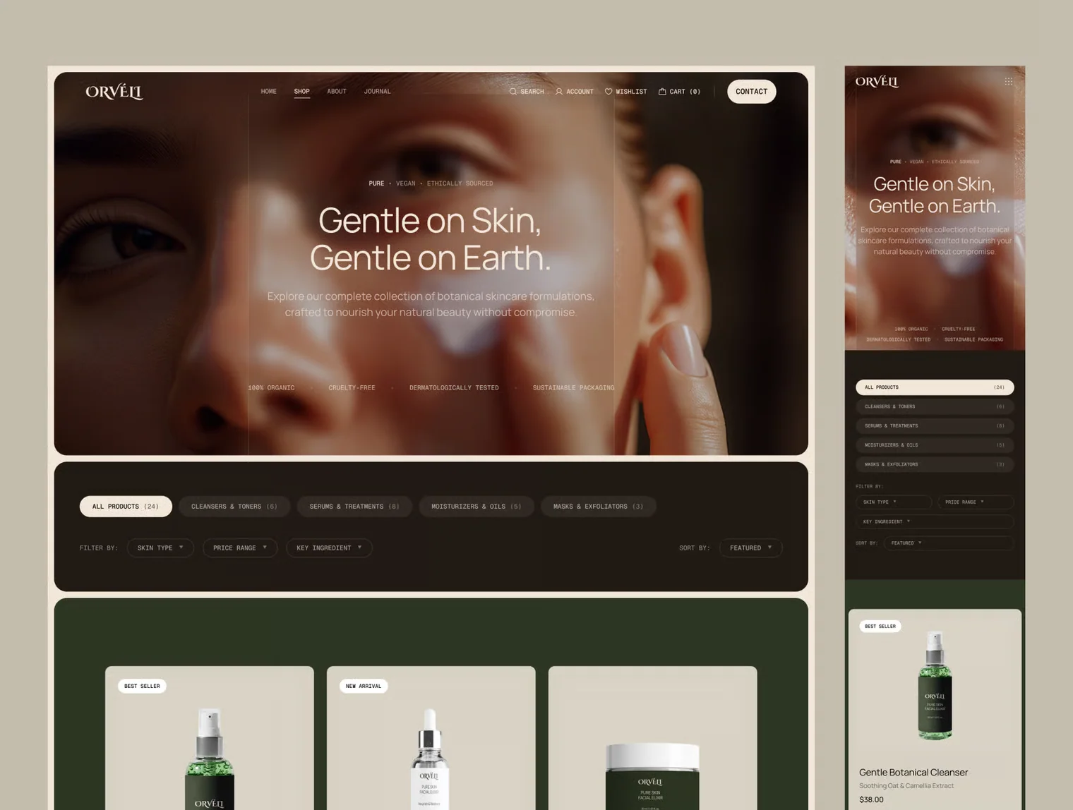 Orvéli – Organic Skincare E-Commerce UI Kit 4