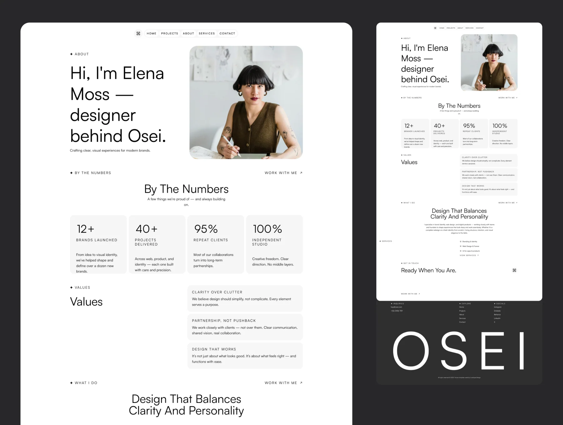 Osei - Minimal Portfolio Framer Template