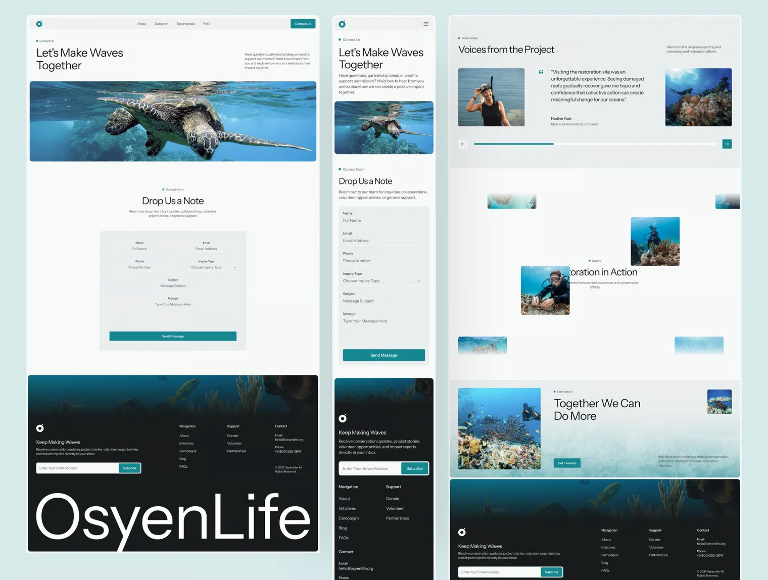 OsyenLife - Ocean Conservation Donation Movement Website Design 3