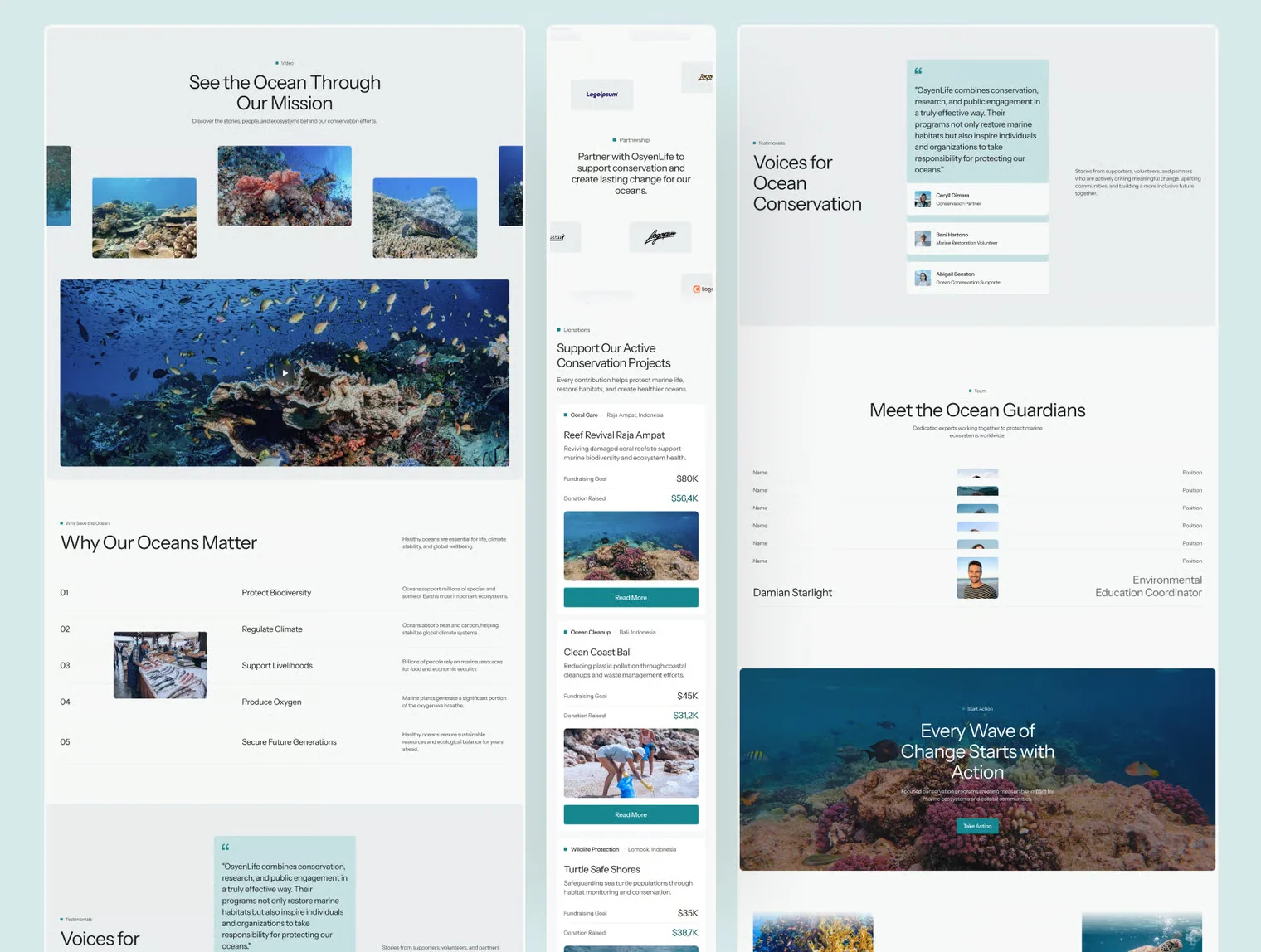 OsyenLife - Ocean Conservation Donation Movement Website Design 4