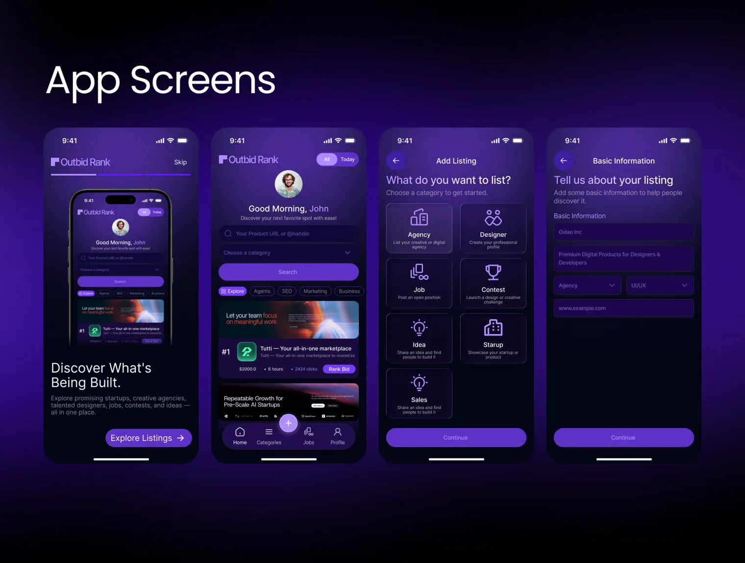 Outbid Rank- Smart Listing Directory Mobile App Figma UI Kit 3