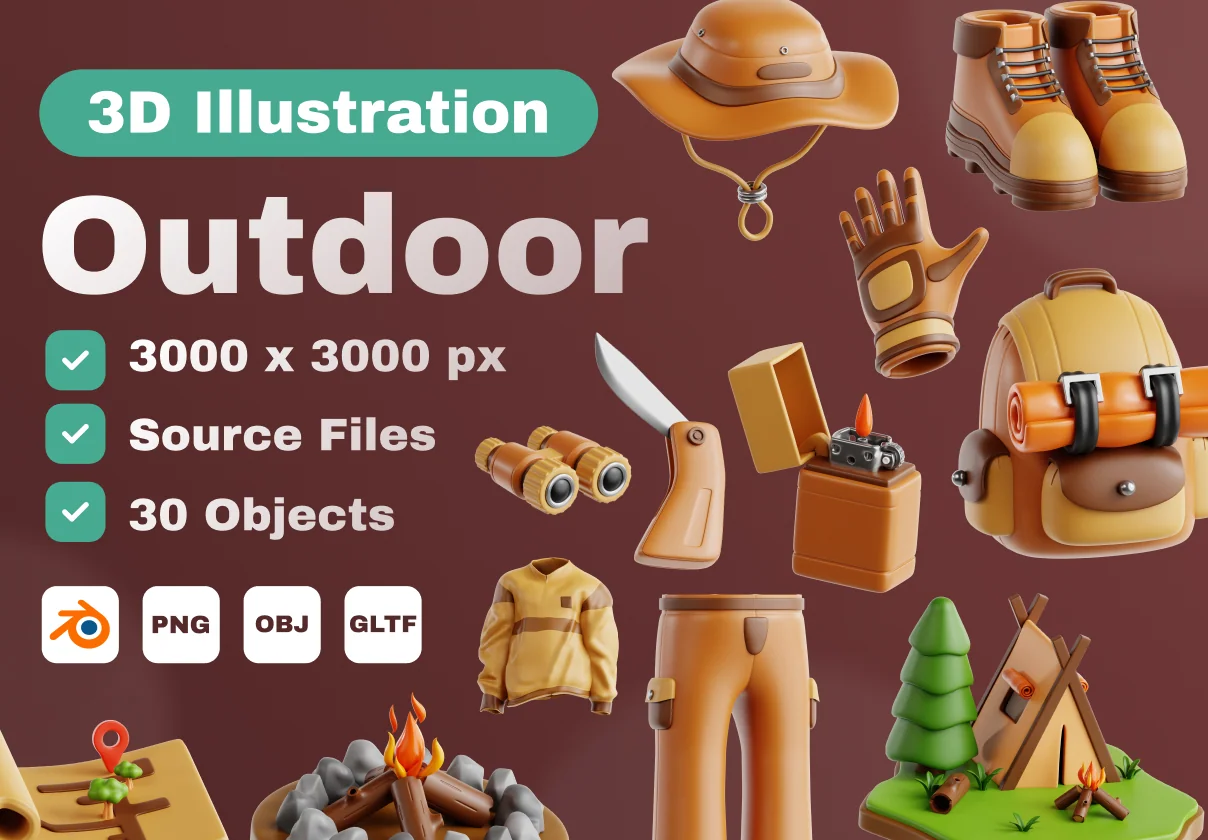 Outdoor 3D Icon Set
