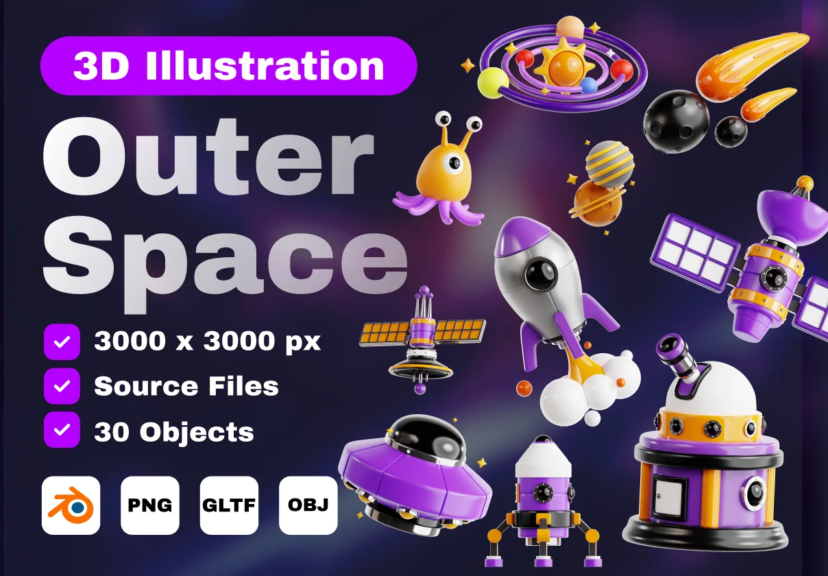 Outer Space 3D Icon Set