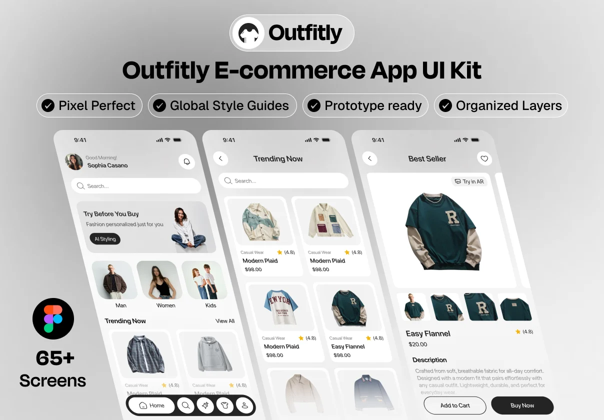 Outfitly – Fashion E-Commerce App UI Kit