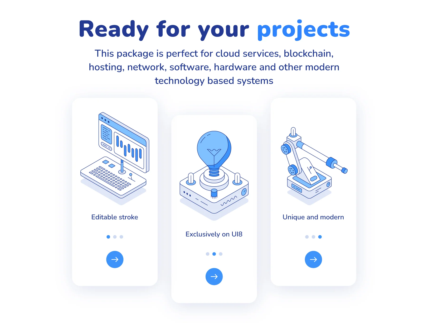 Outline isometric illustration set 4