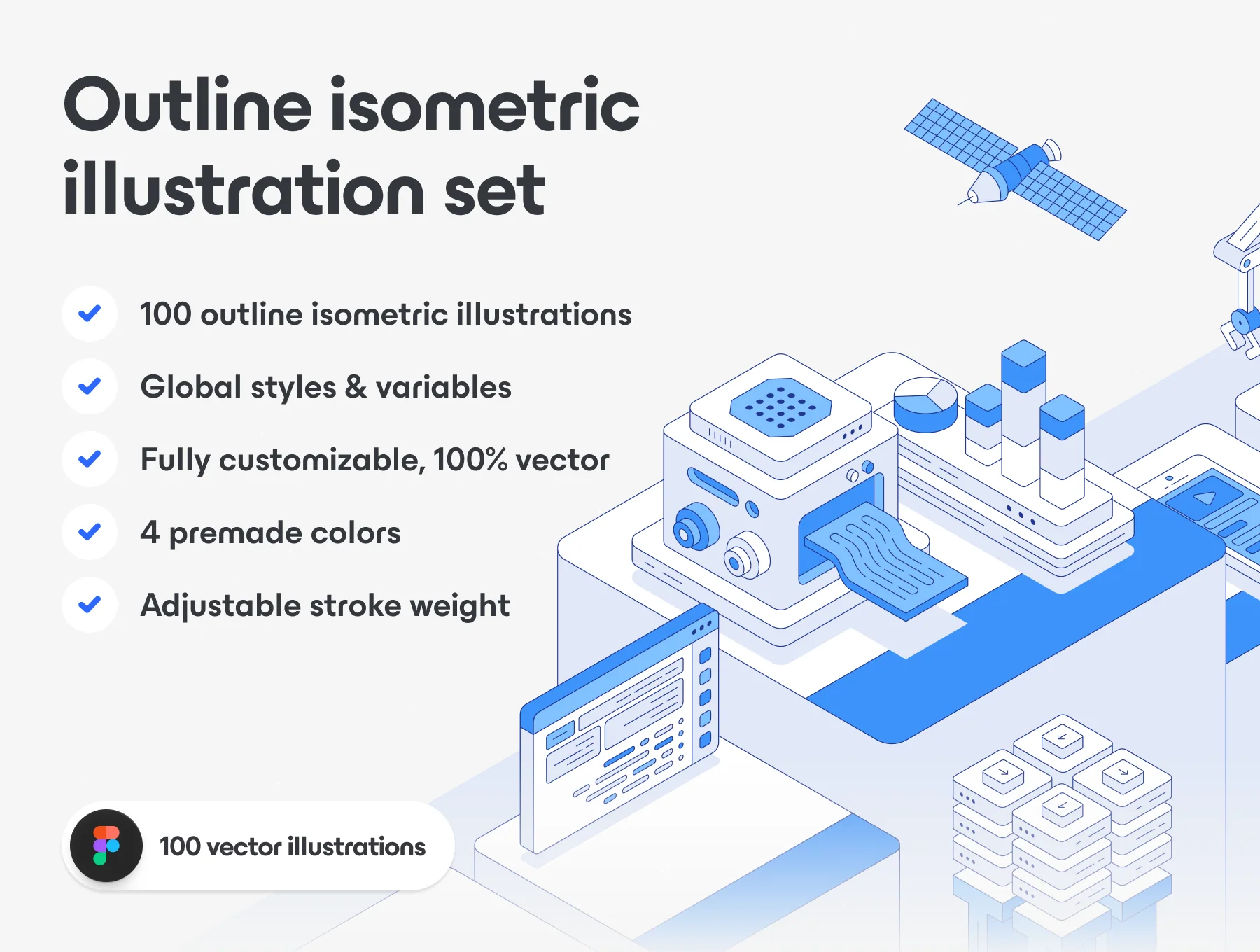 Outline Isometric Illustration Set for Figma