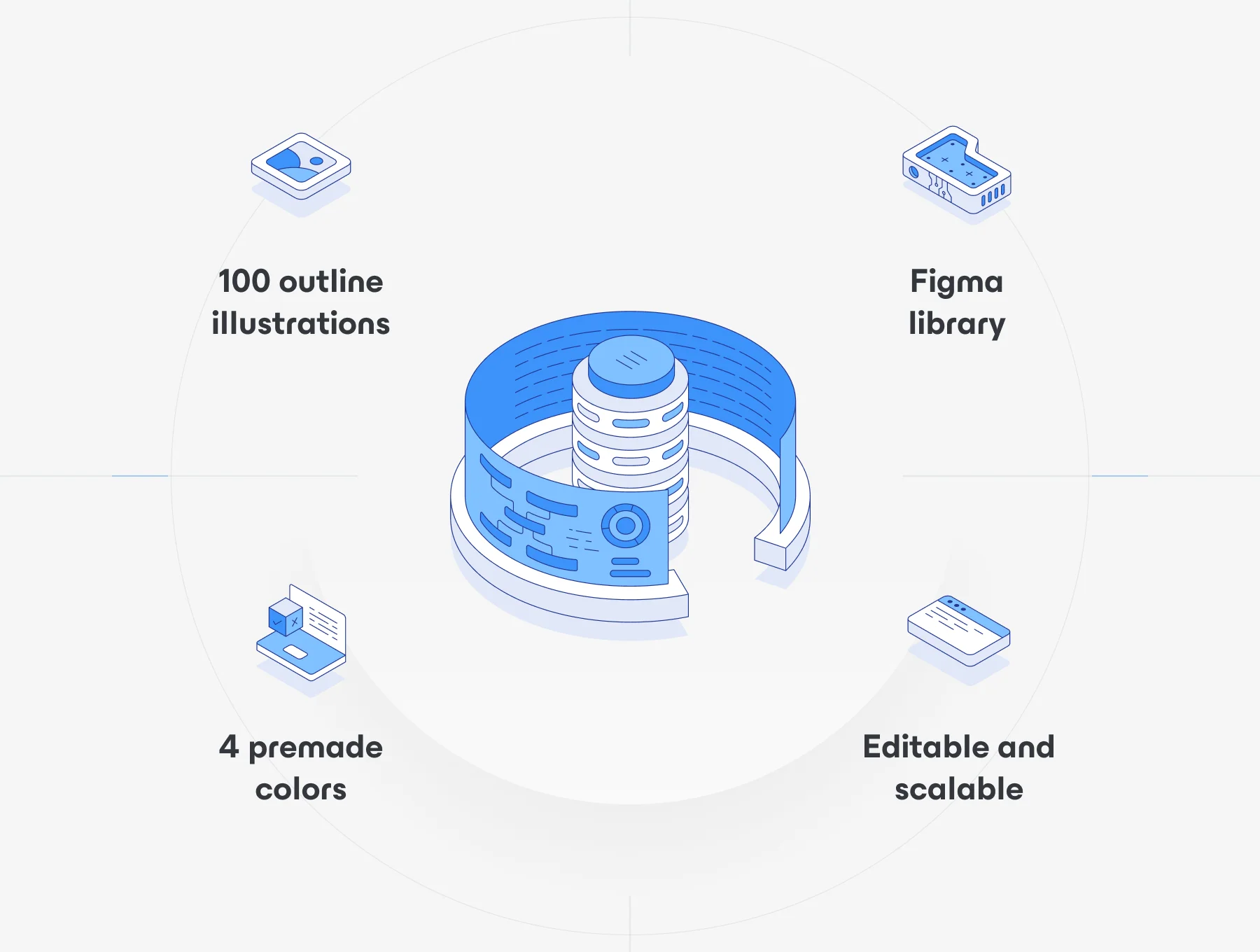 Outline Isometric Illustration Set for Figma 2