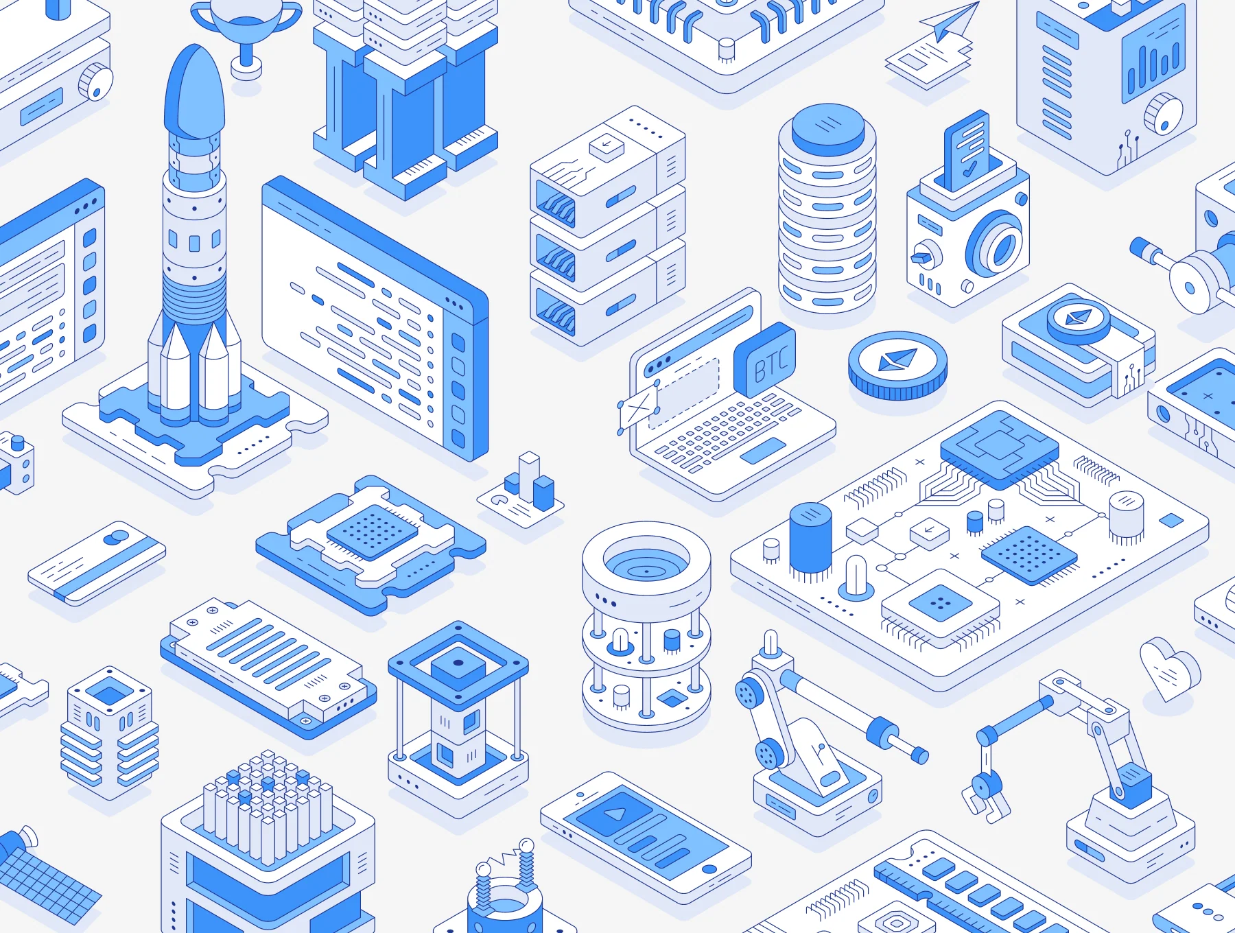 Outline Isometric Illustration Set for Figma 7