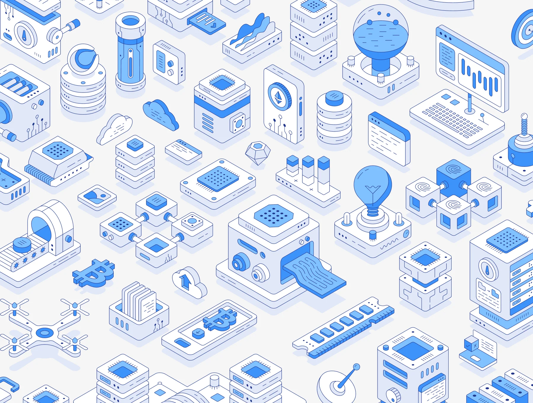 Outline Isometric Illustration Set for Figma 8