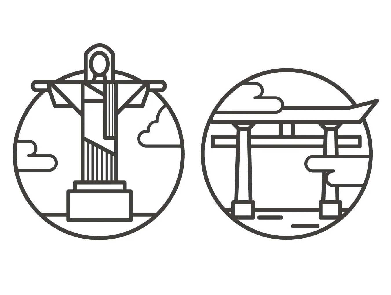 Outline landscape icons 3