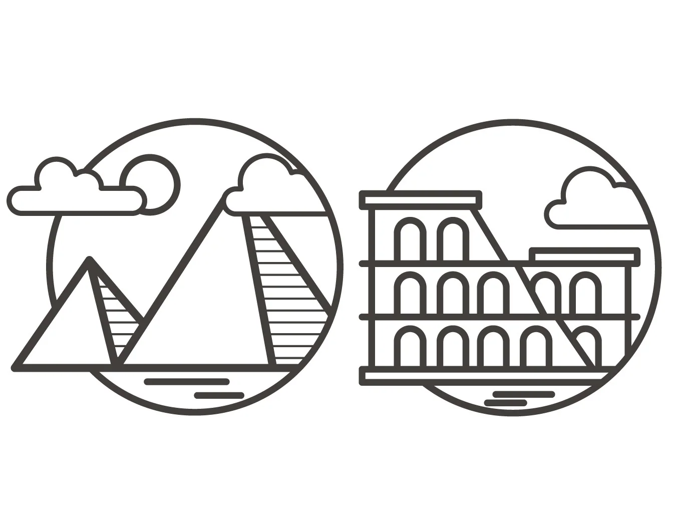 Outline landscape icons 4