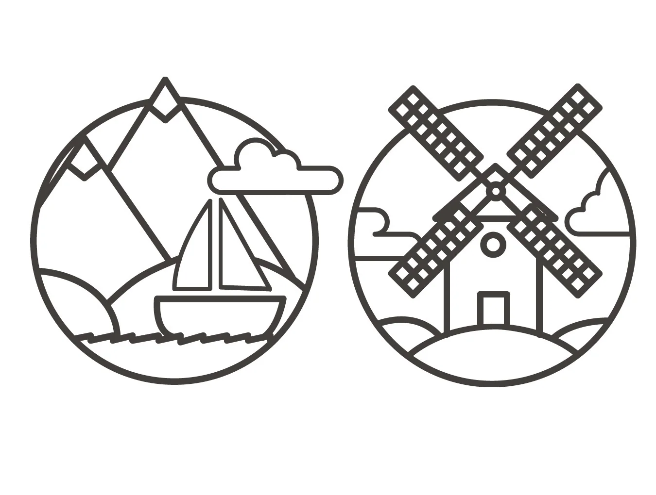 Outline landscape icons 5