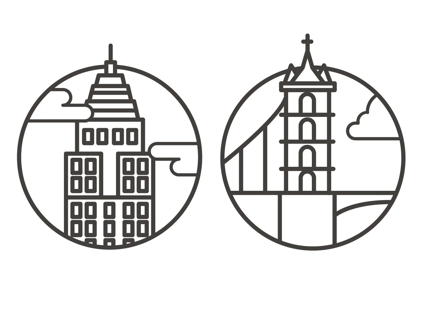Outline landscape icons 6