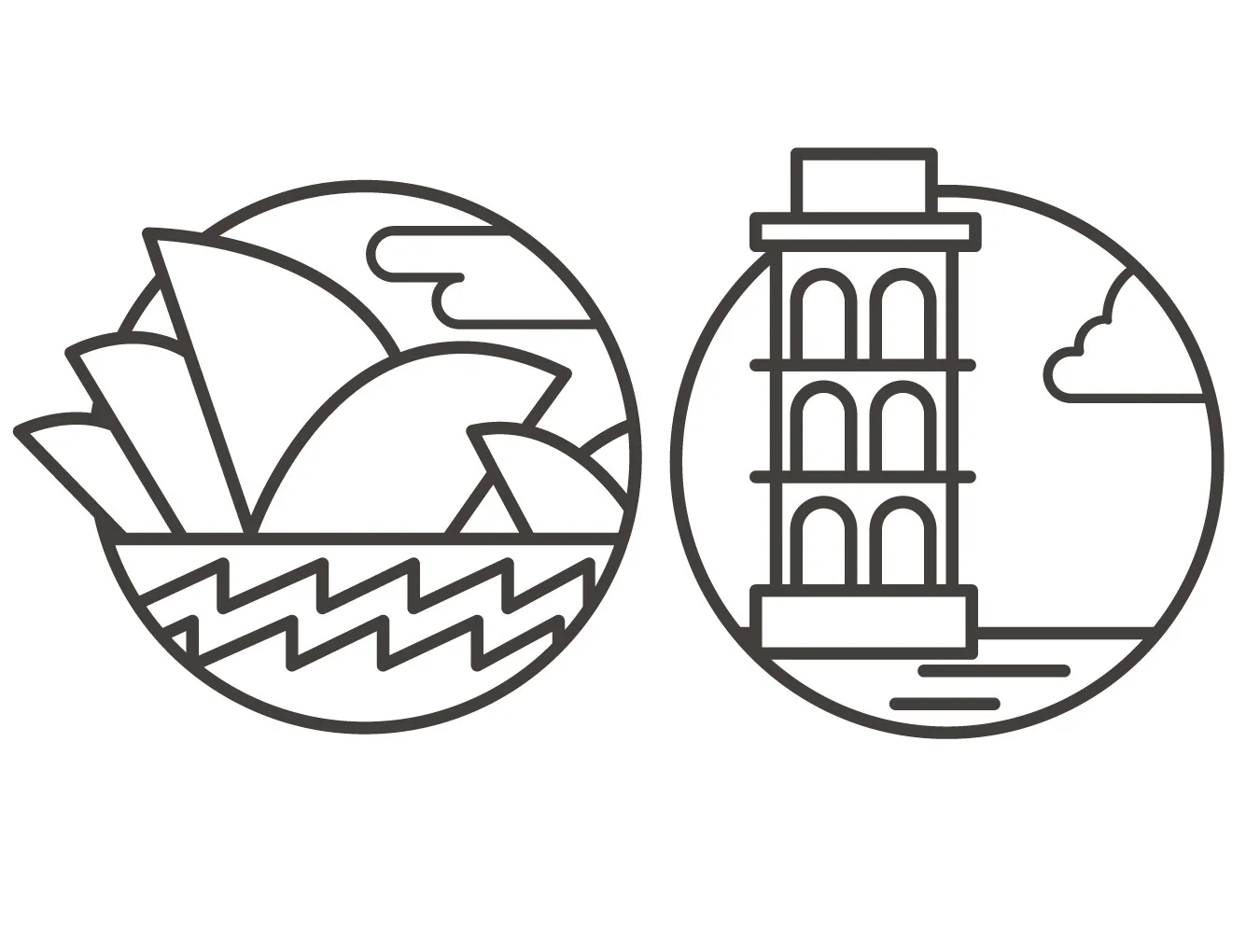 Outline landscape icons 7