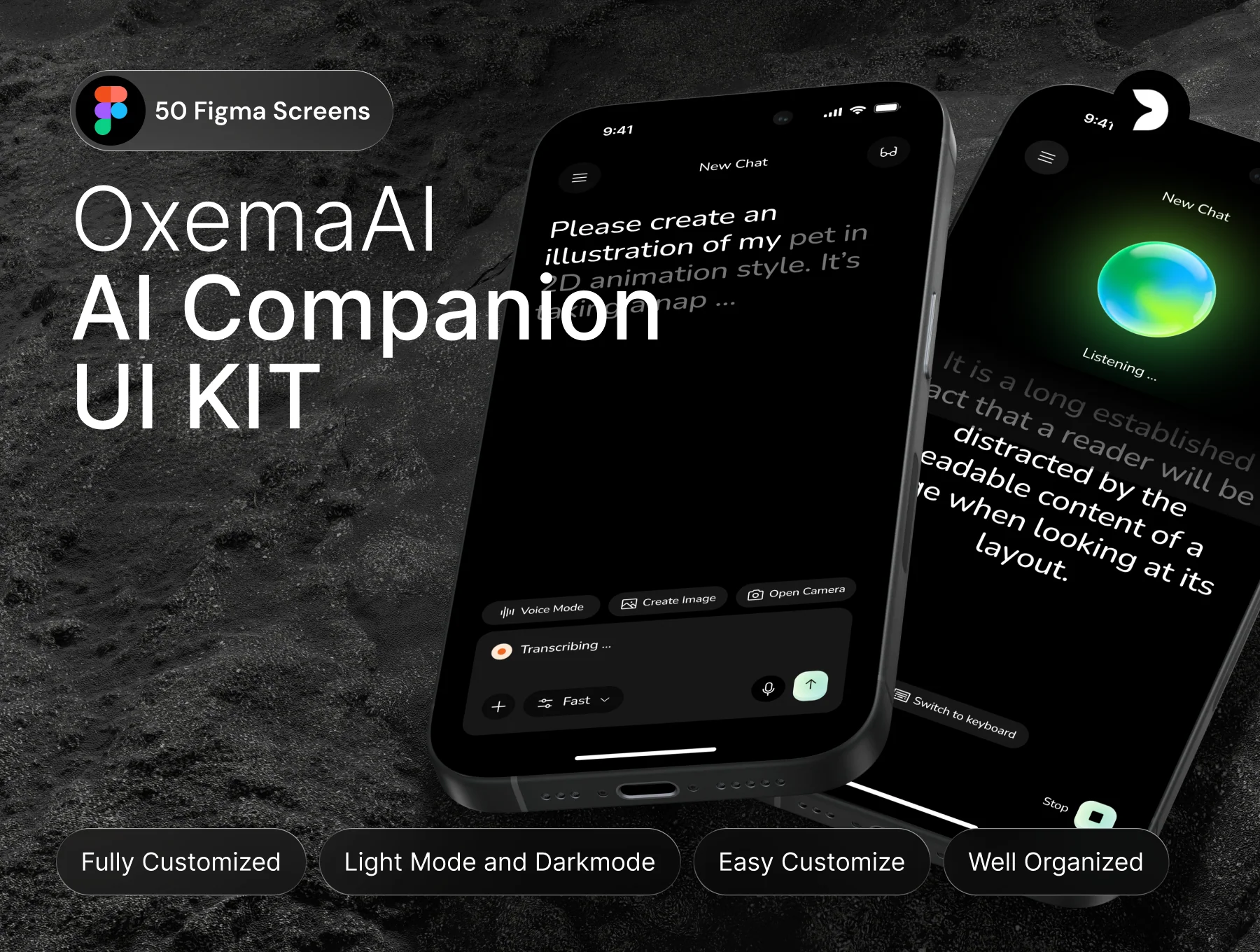 Oxema – AI Companion Mobile UI Voice & Chat
