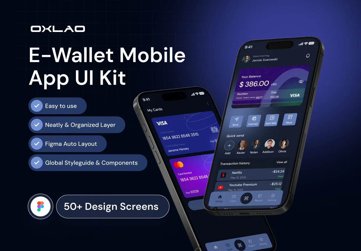 OXLAO E-Wallet Mobile app UI Kit