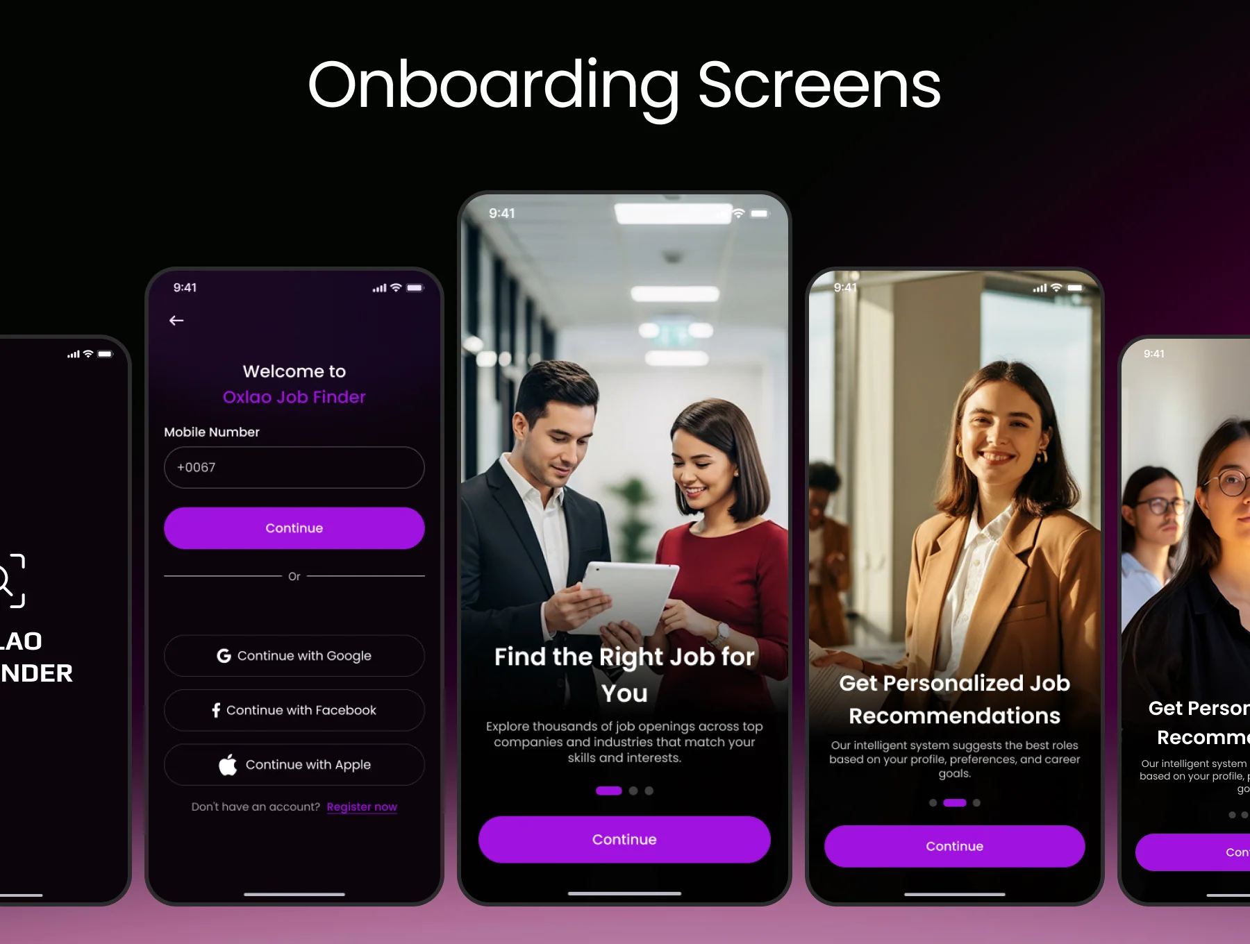 Oxlao Job Finder Mobile App UI  kit 3