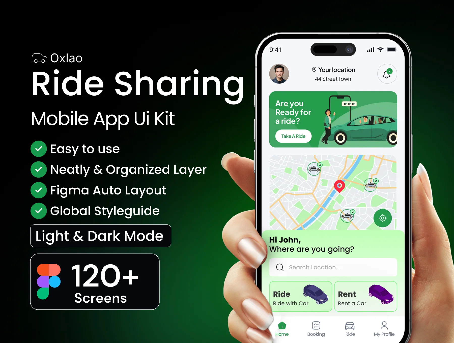 Oxlao Ride Sharing App UI Kit