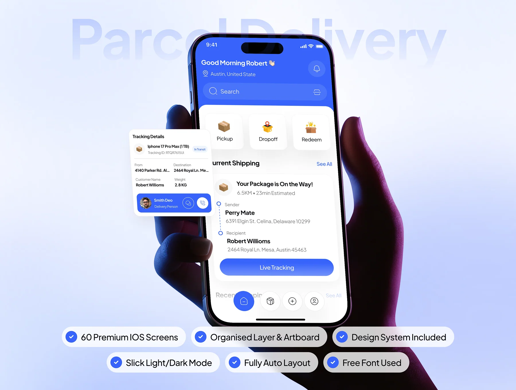 Packo - Parcel Delivery App UI Kit