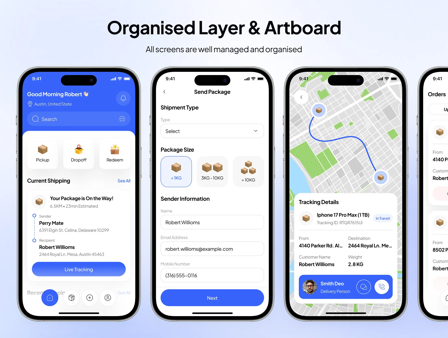 Packo - Parcel Delivery App UI Kit 3