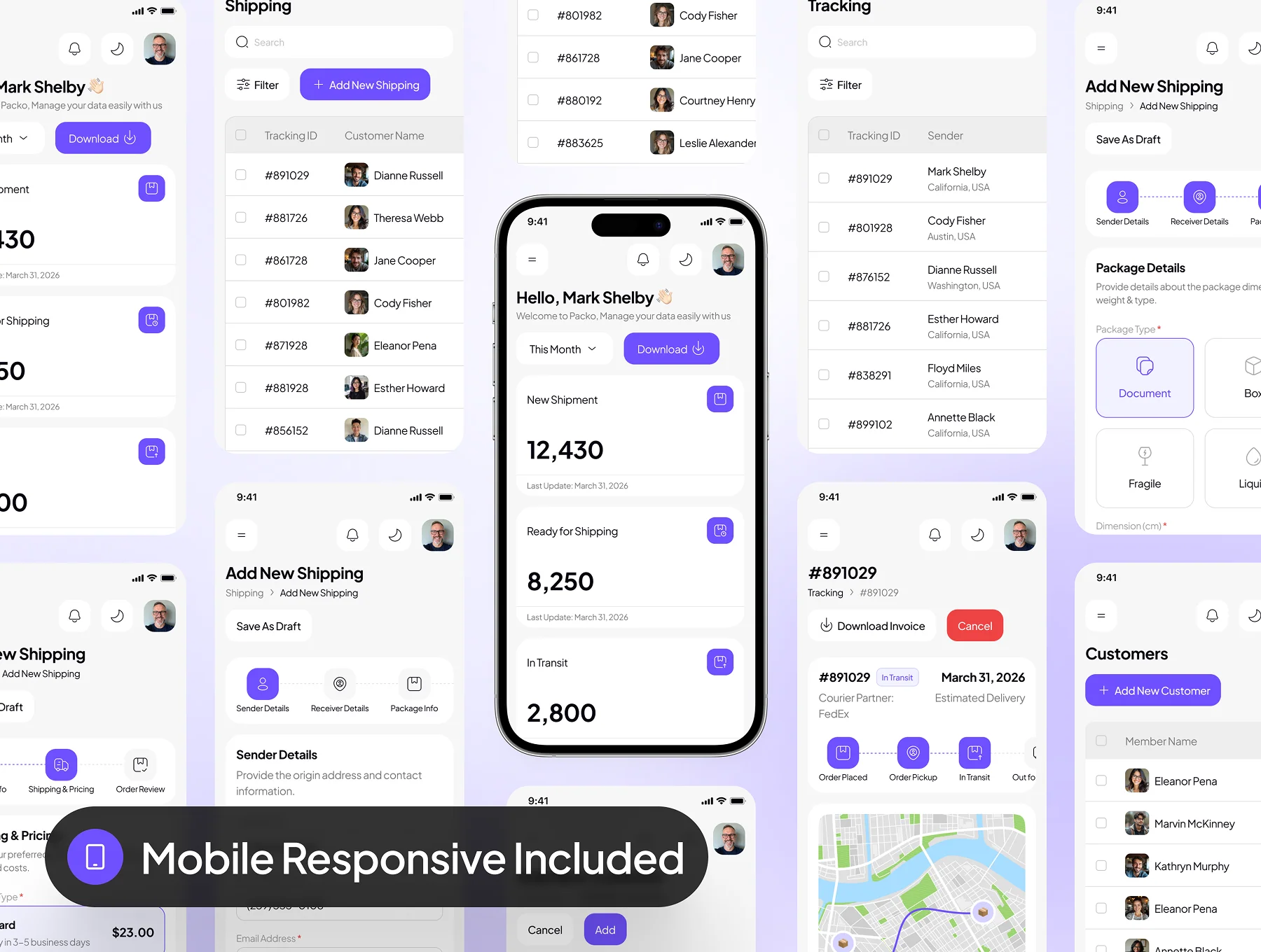Packo - Parcel Delivery Dashboard Admin UI Kit 7