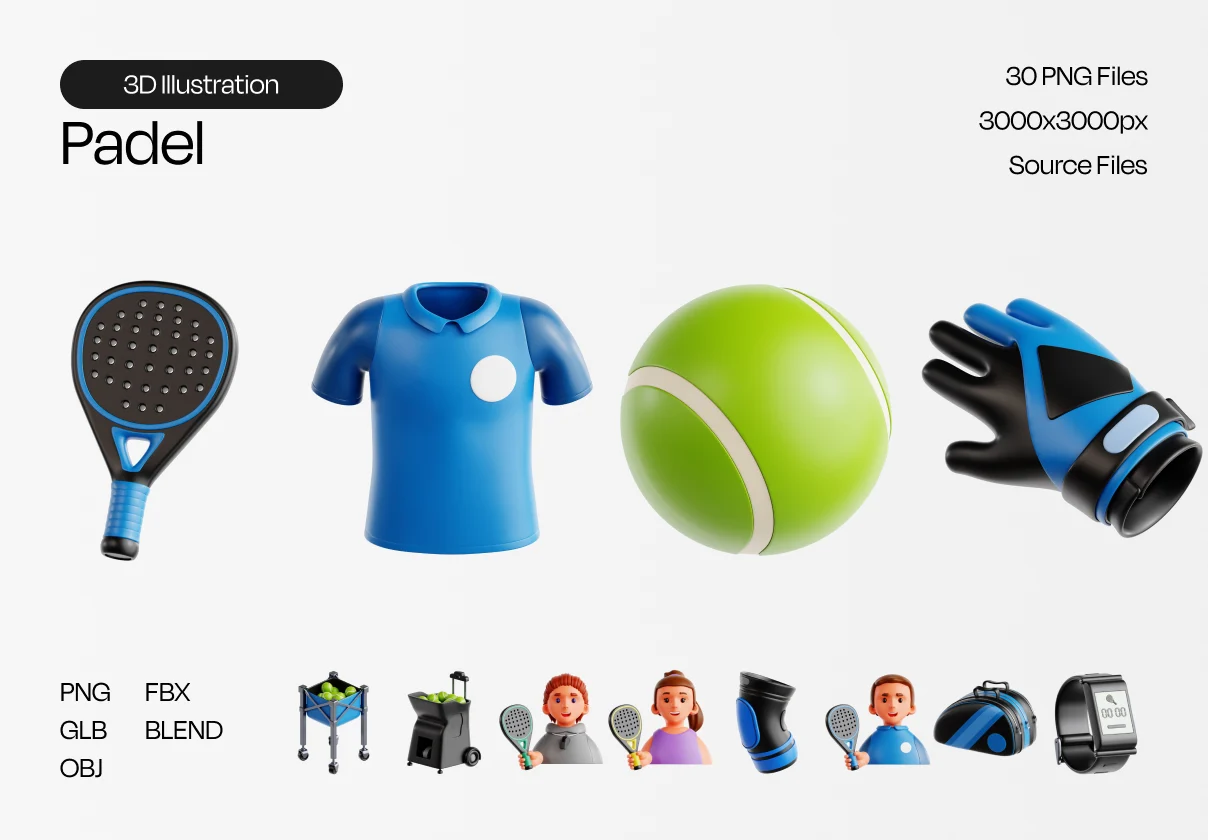 Padel 3D Icon Set