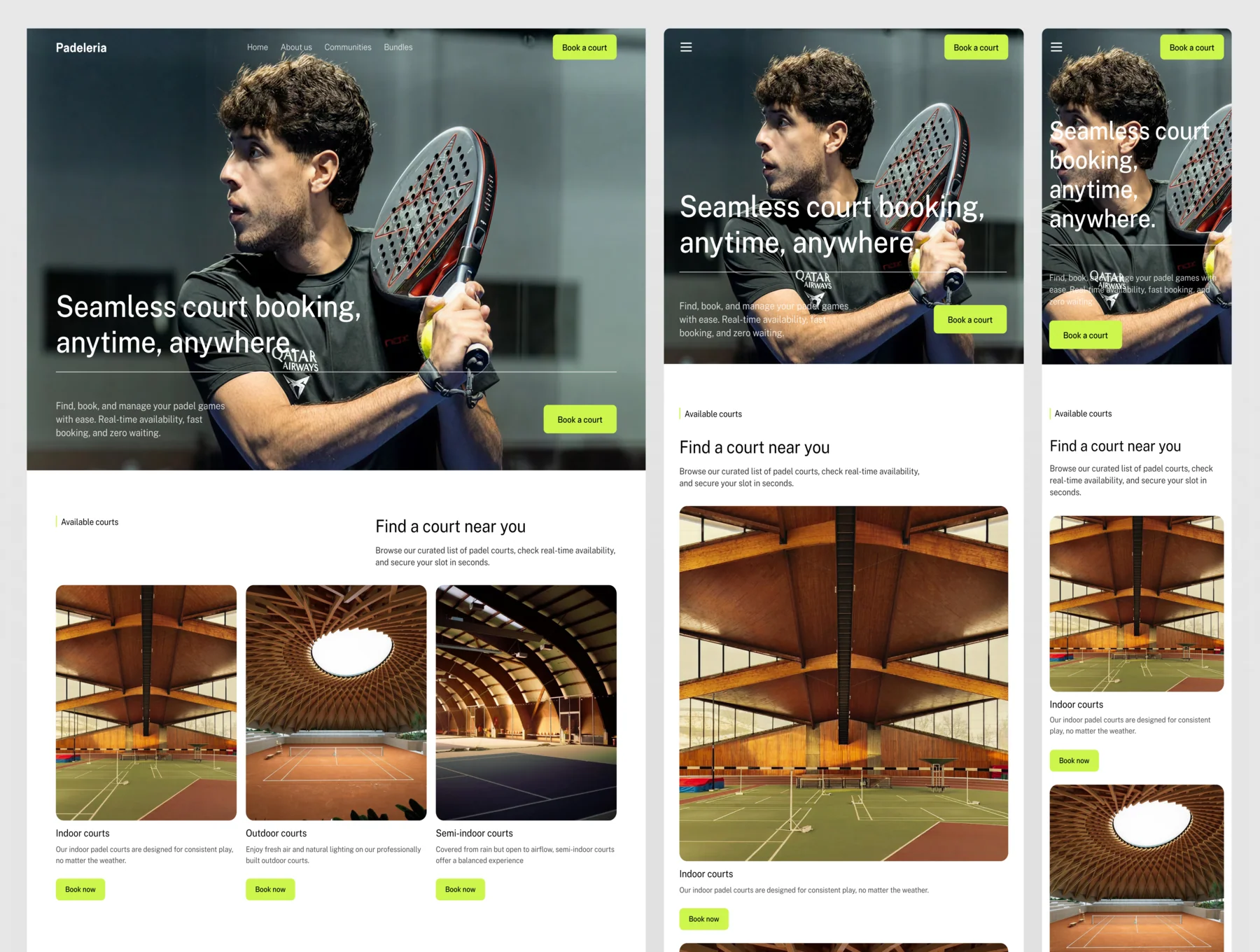 Padeleria - Premium Padel Booking Web UI Kit 2