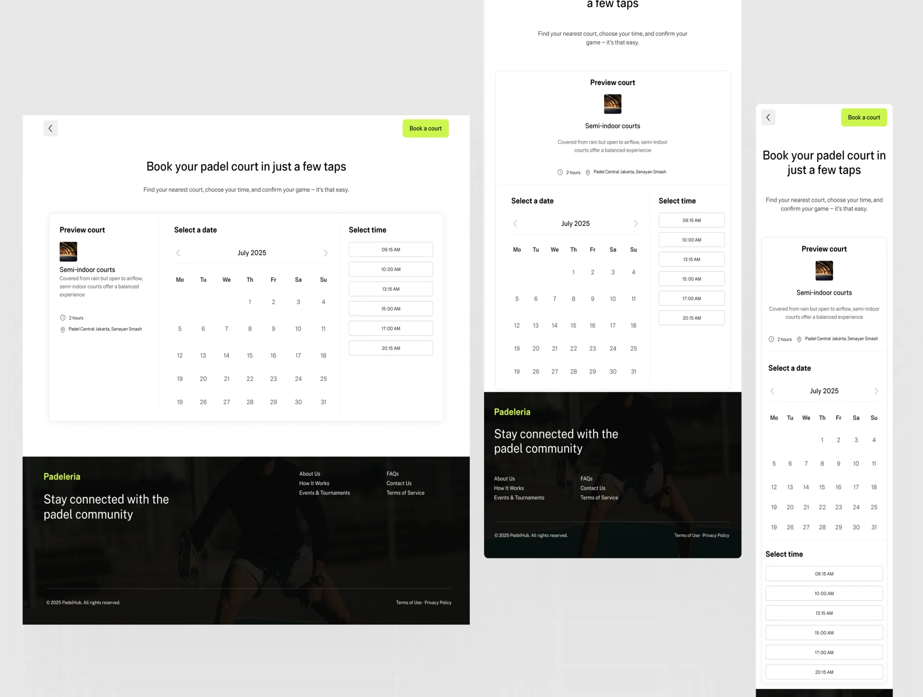 Padeleria - Premium Padel Booking Web UI Kit 3